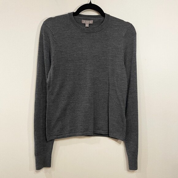 New J.Crew Carolyn 100% Merino Crewneck Sweater Heather Charcoal Large $98 - Picture 2 of 6